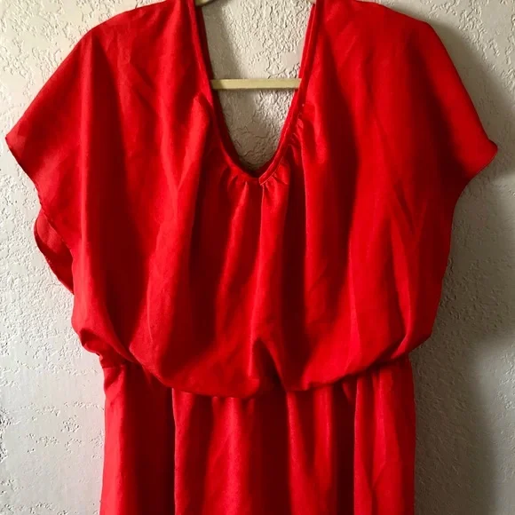 PLUS! Elastic Waist Scoop Neck Flutter Sleeve Dress - Picture 5 of 13